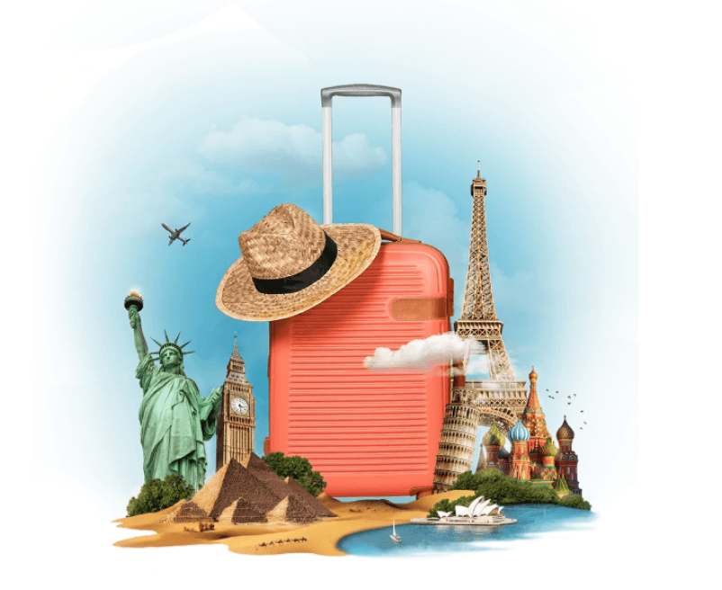 Travel illustration with landmarks